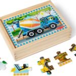 Melissa & Doug Construction Vehicles 4-in-1 Wooden Jigsaw Puzzles