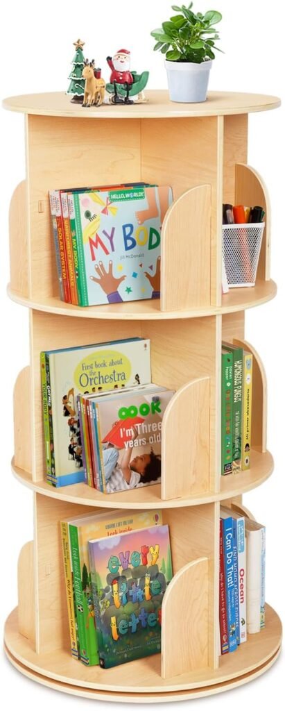 OOOK 3-Tier Rotating Bookshelf